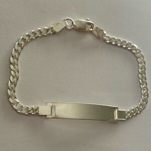 Unisex Id plate bracelet 925 silver cuban link chain 7.5”